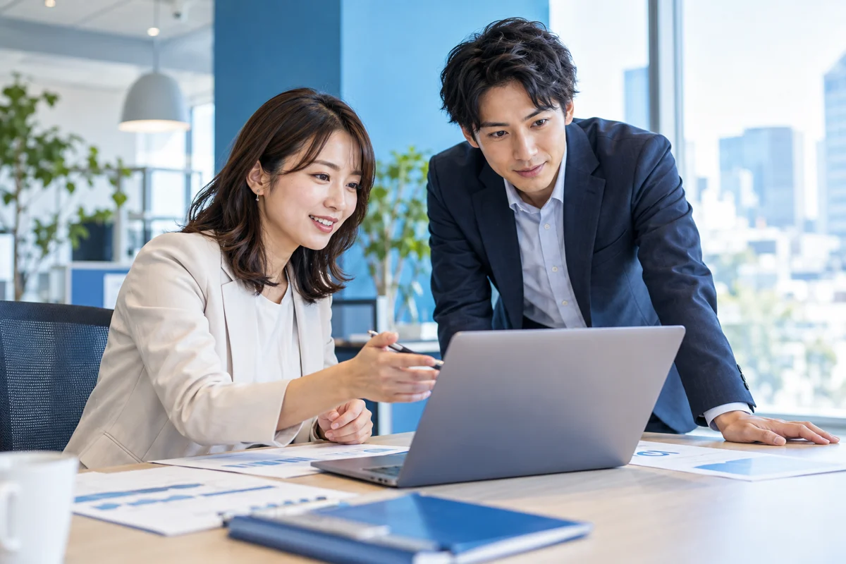 AI研修サービスの営業計画と見込み顧客への提案を検討するイメージ