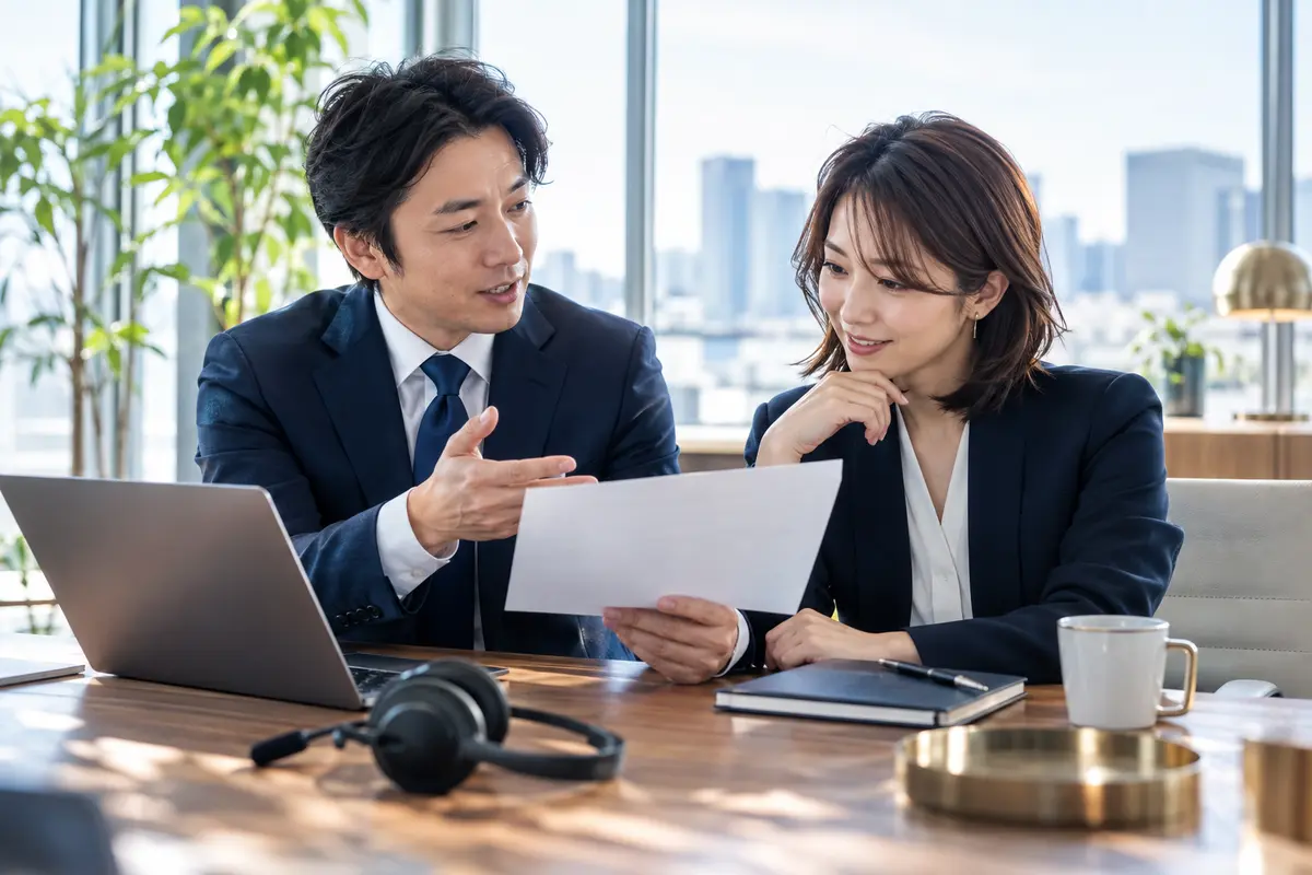 手紙の内容と次の対応を相談する営業チーム