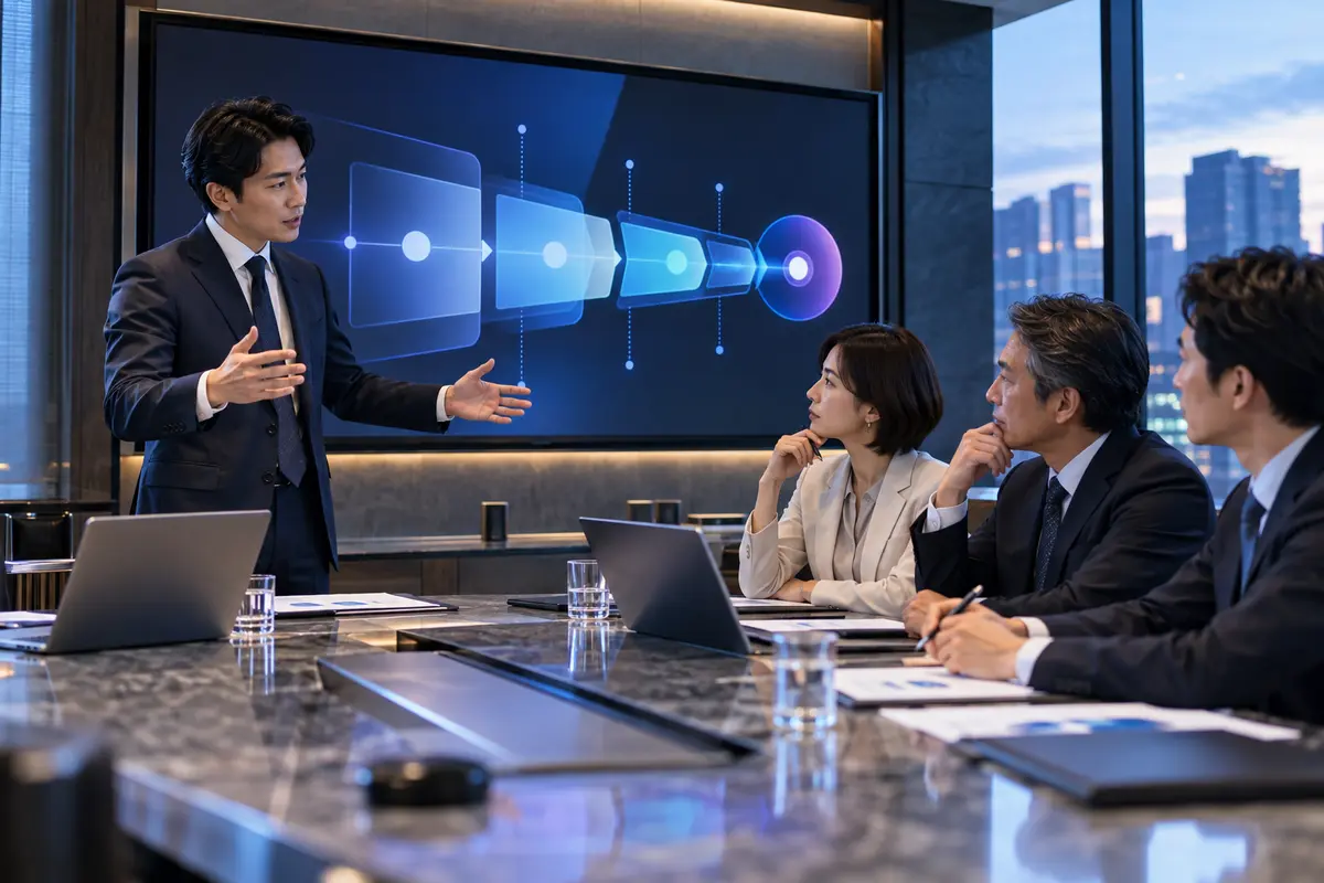 BtoB商談の提案内容を確認する営業チーム